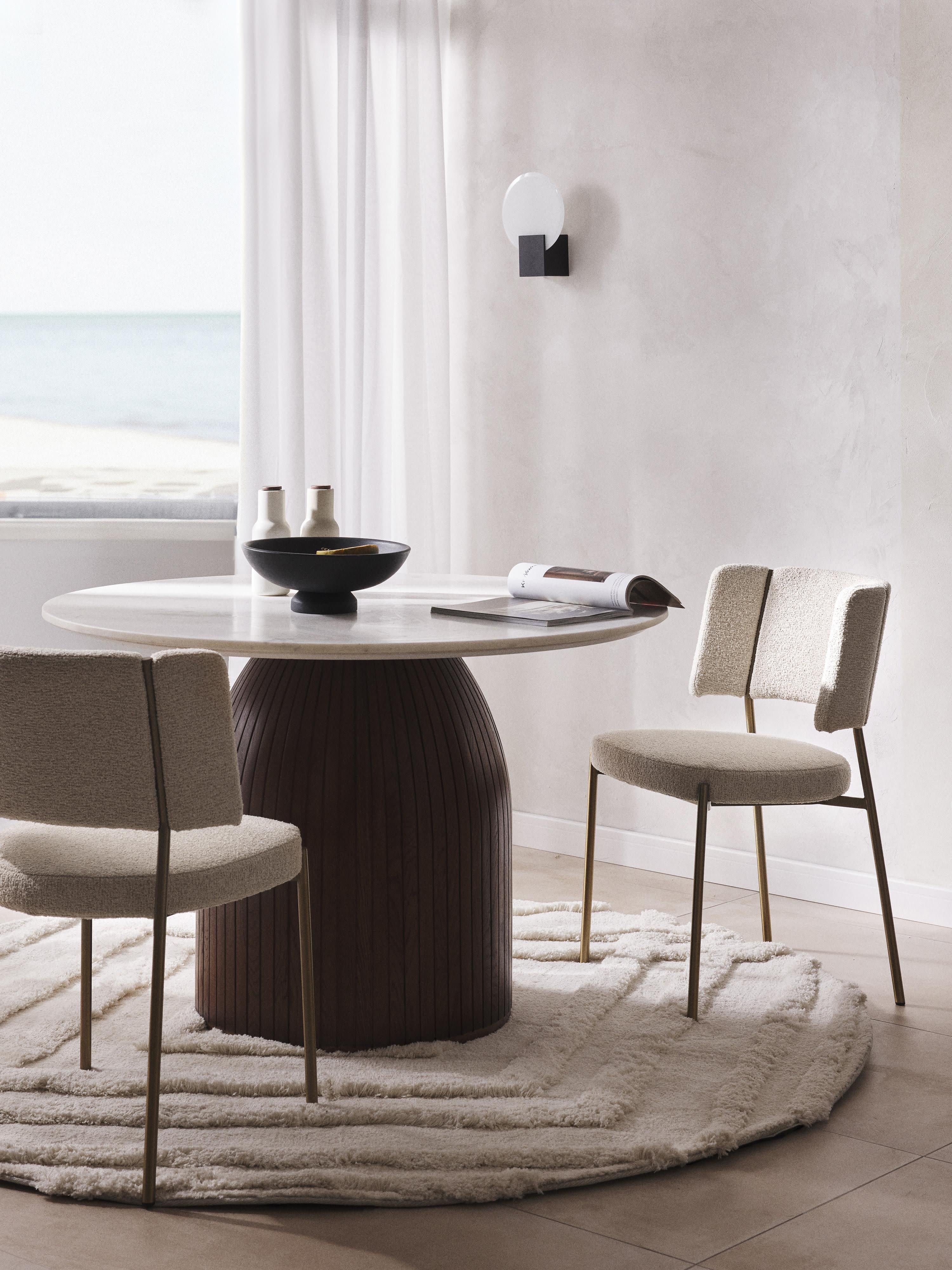 Bouclé gestoffeerde stoelen Samantha, 2 stuks