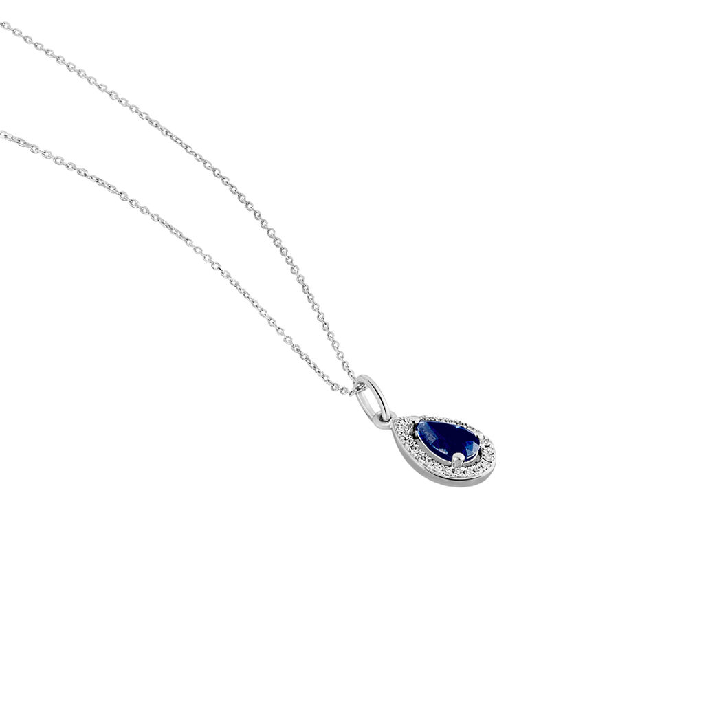 Collier Dorthy Or Blanc Saphir Et Diamant