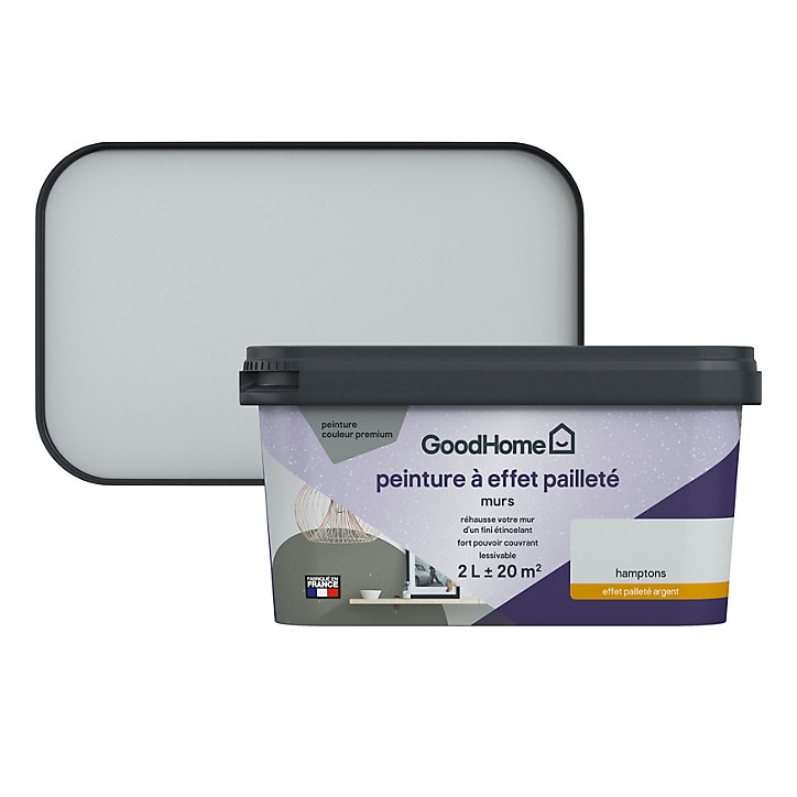 Peinture à effet pailleté GoodHome gris Hamptons 2L