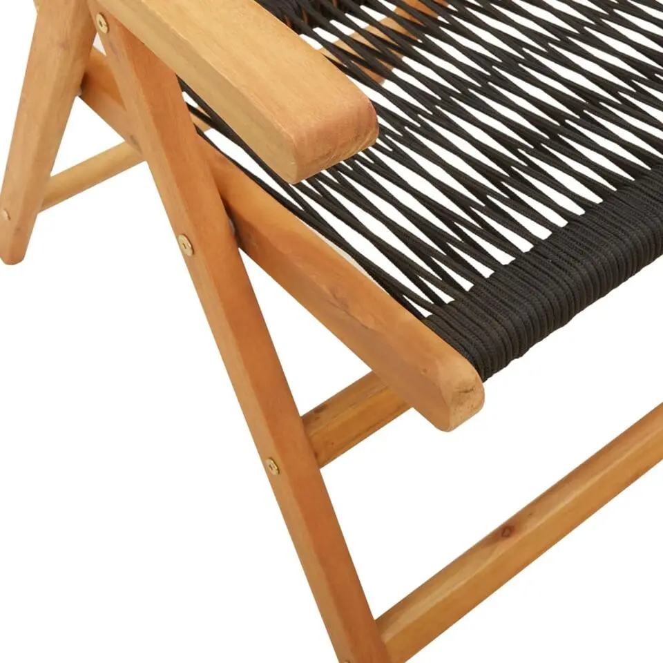 vidaXL- Tuinstoelen - Zwart - Massief acaciahout en polypropeen - 2 stuks