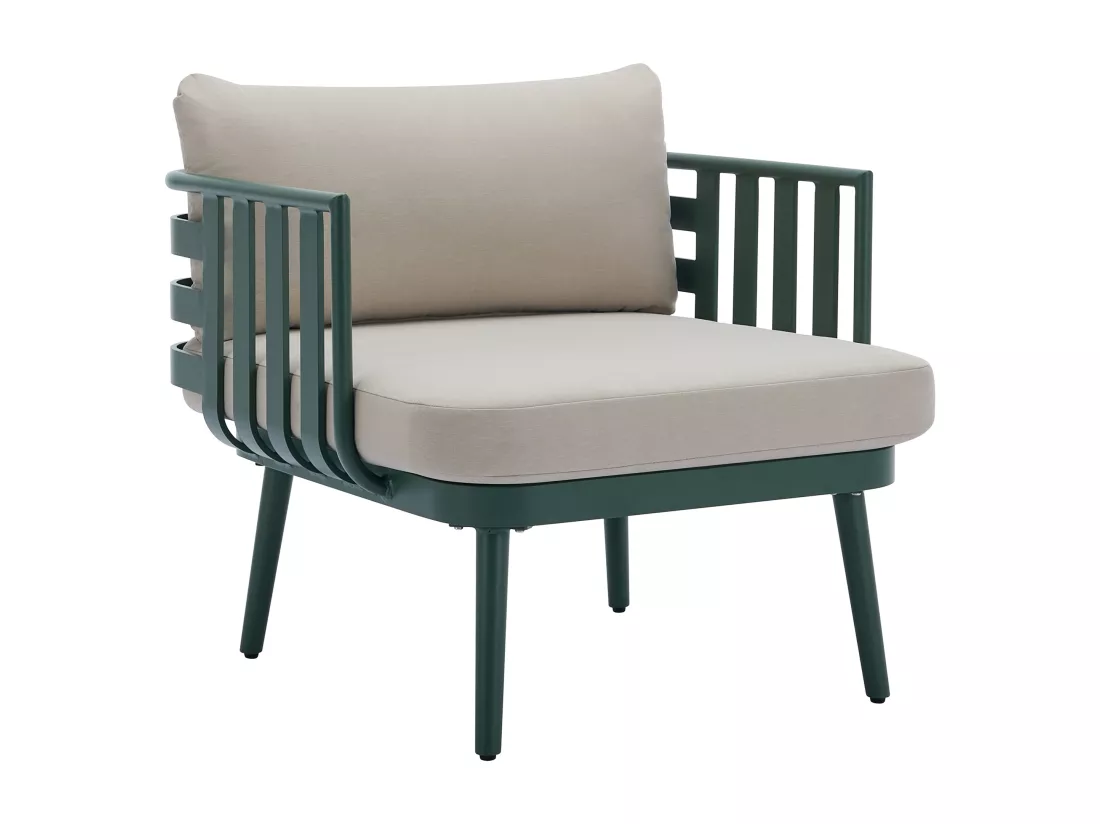 Salon de jardin en aluminium : canapé 2 places, 2 fauteuils et 2 tables basses - Vert sapin - KUTO de MYLIA