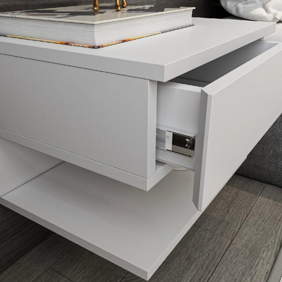 Decorotika Table de chevet flottante Vivid - Blanc