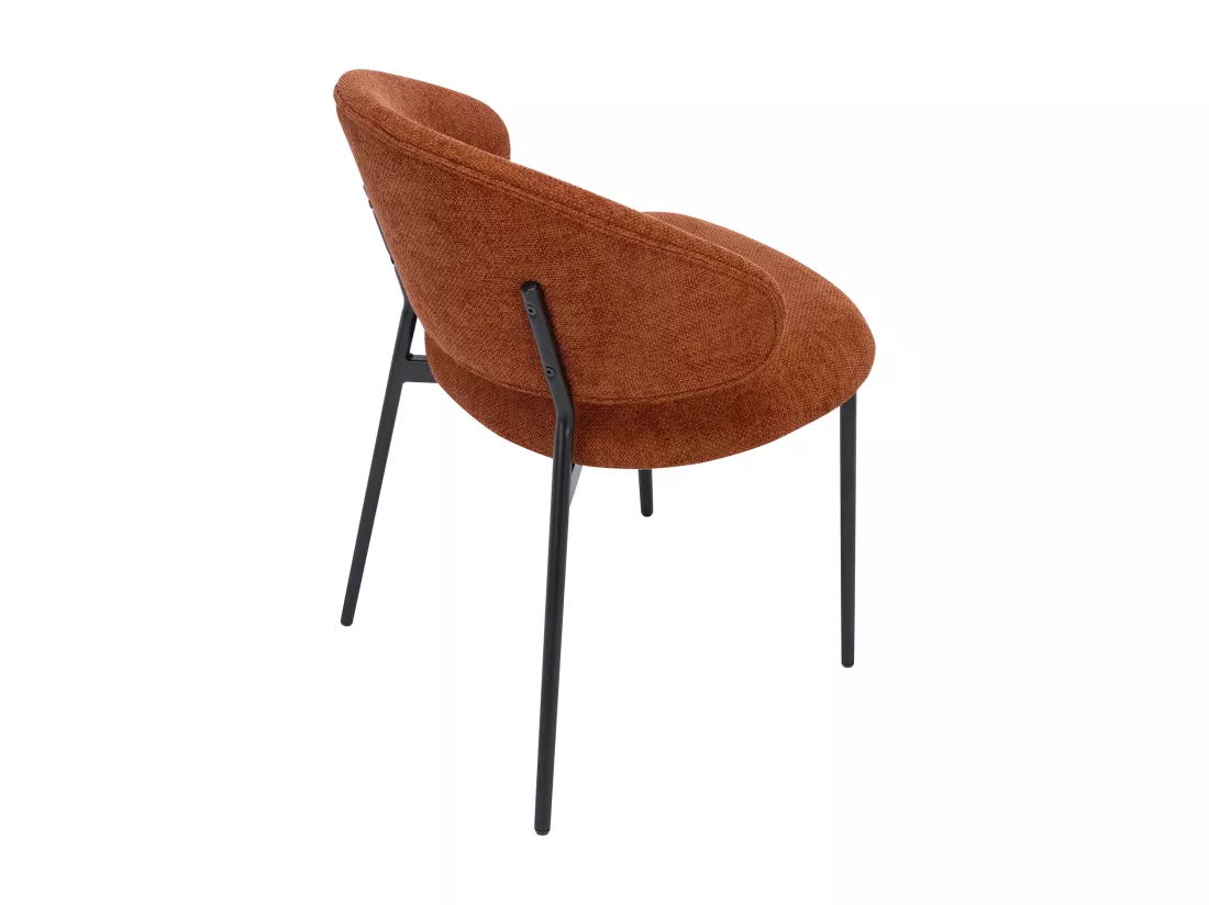 Lot de 4 chaises en tissu texturé et métal noir - Terracotta - VOSINIA