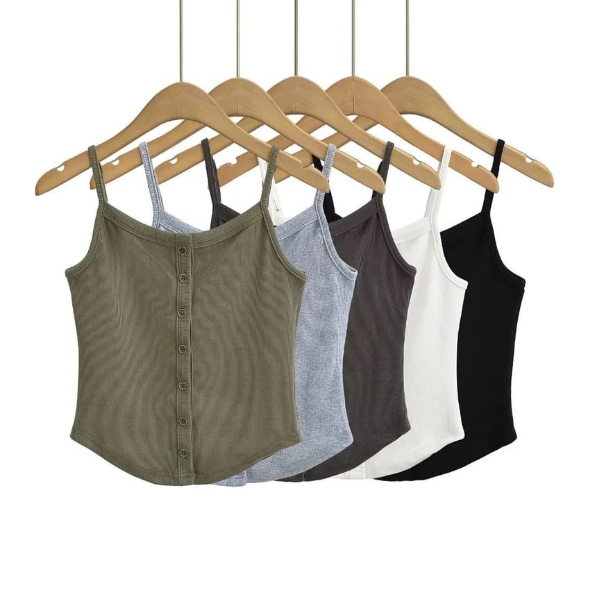Asiris - Effen crop top met knoopjes en slim-fit