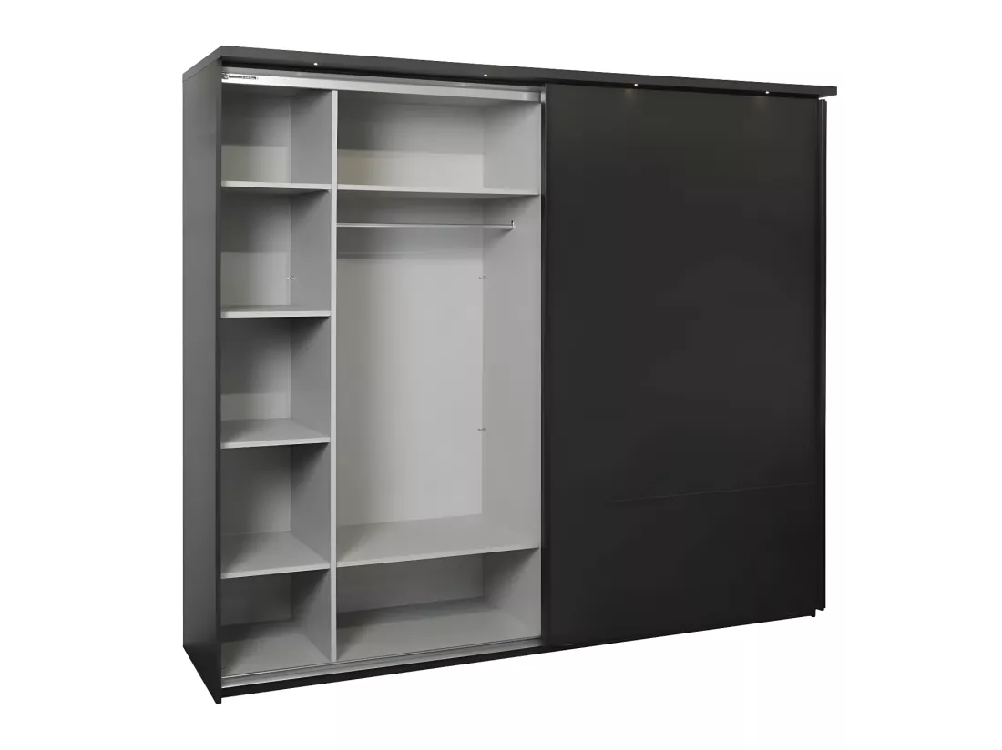 Chambre complète 140x190/200 cm à led Bois Noir - UNYS n°2