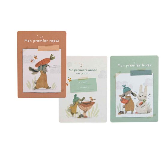 Trois petits lapins Cartes Mes 12 premiers mois   de               Moulin Roty