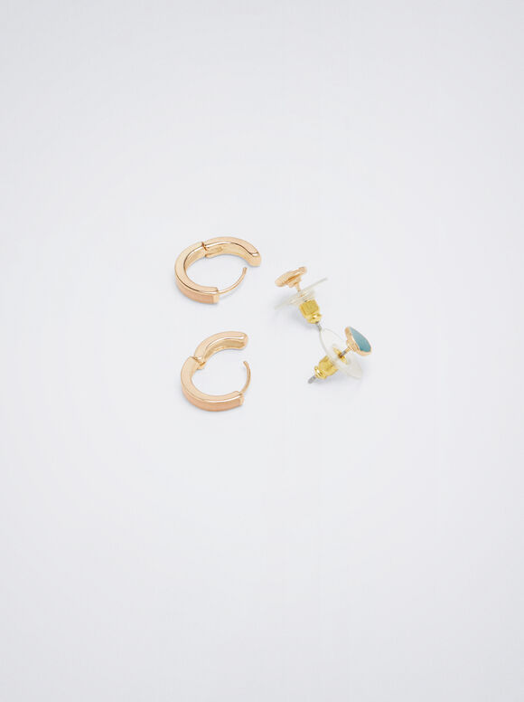 Conjunto de brincos de esmalte - Multicolorido