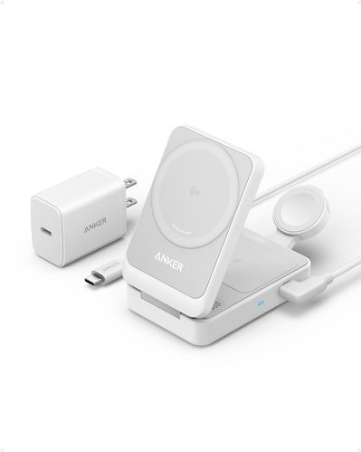 Anker - MagGo Fold - 3-in-1 QI2 / MagSafe Draadloos Oplaadstation - Wit