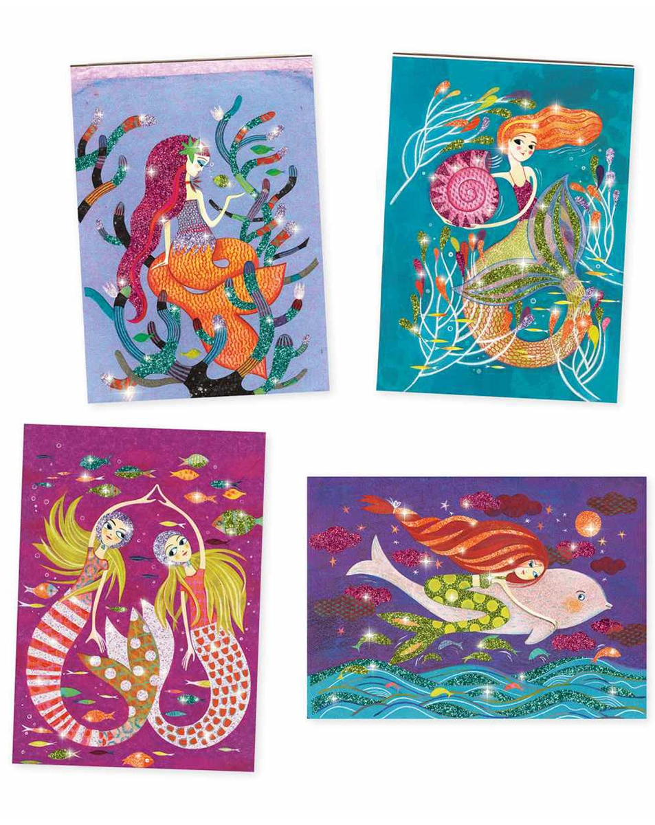 Glitzerkarten-Set MERMAIDS 12-teilig in bunt