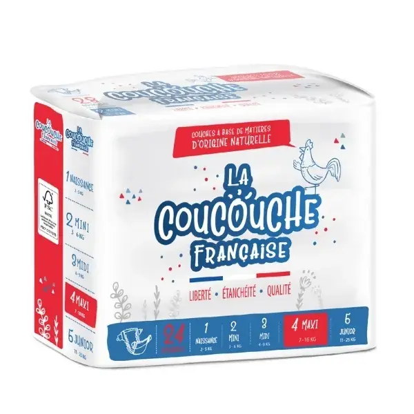 La Coucouche Française Couches Premium Taille 4 (7-18kg) - 24 unités