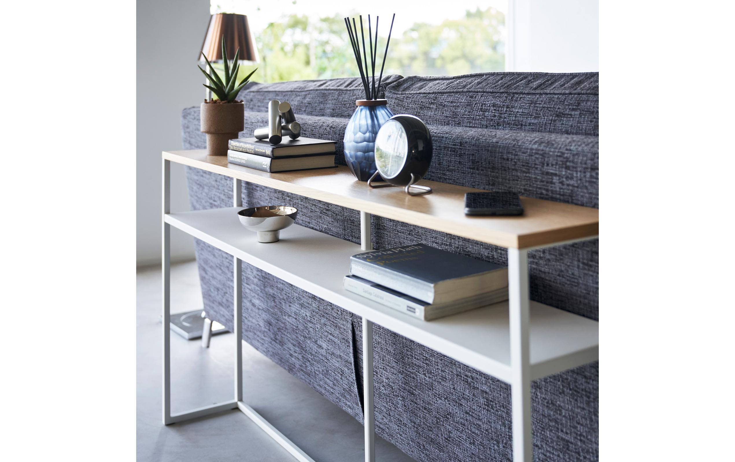 Konsolentisch TOWER 126 x 65 cm, Weiss<br>Konsolentisch mit Regal