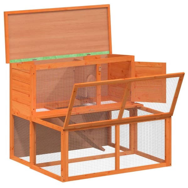 vidaXL Kaninbur brun 102x90x84,5 cm heltre furu