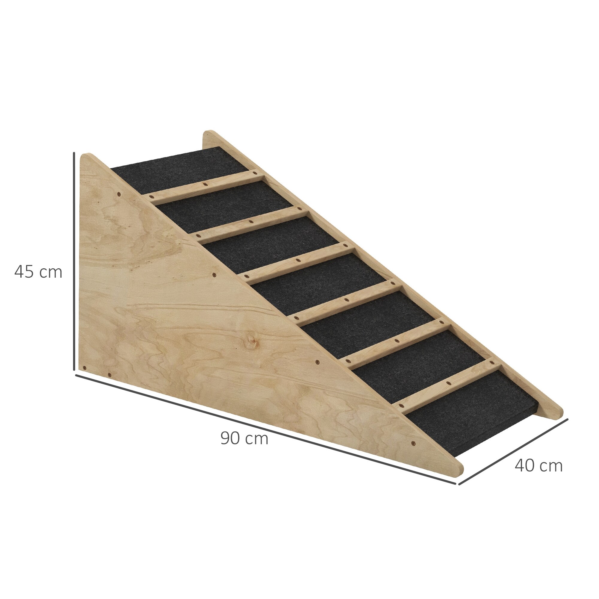 PawHut Haustierrampe mit Neigungswinkel von 30° natur, schwarz 90L x 40B x 45H cm