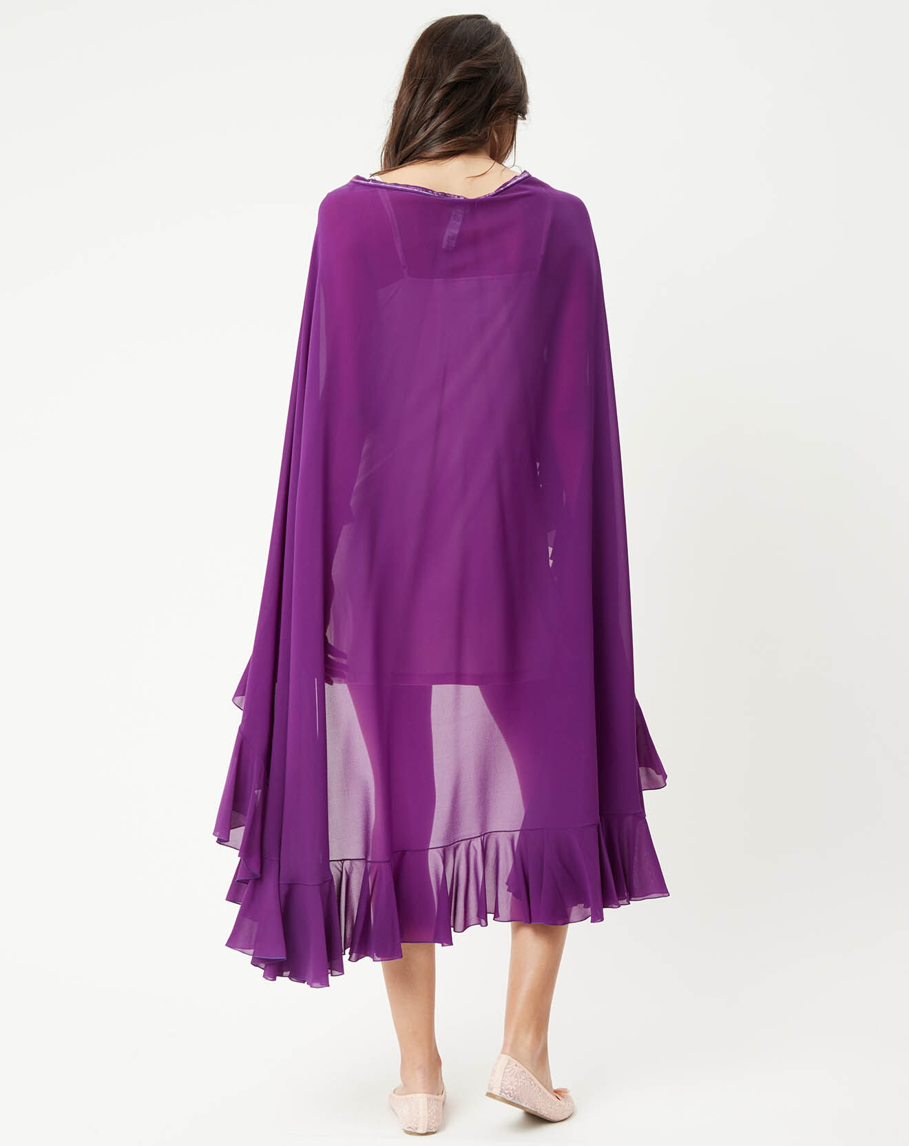 La Perla Cape longue volantée Bejeweled violette