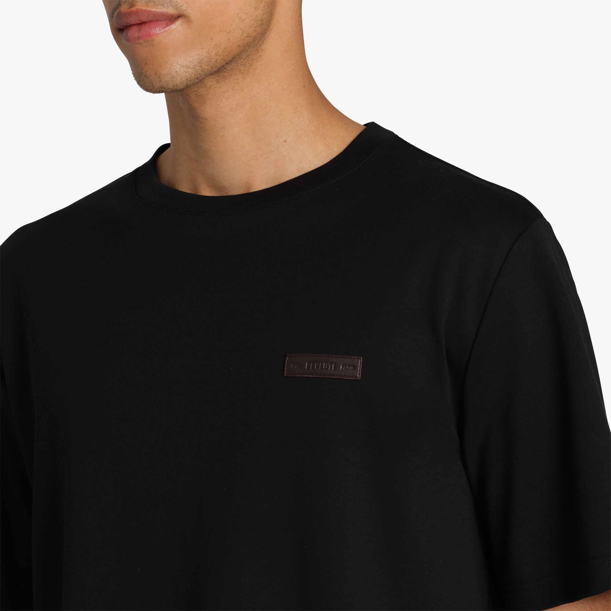 T-Shirt Avec Detail En Cuir