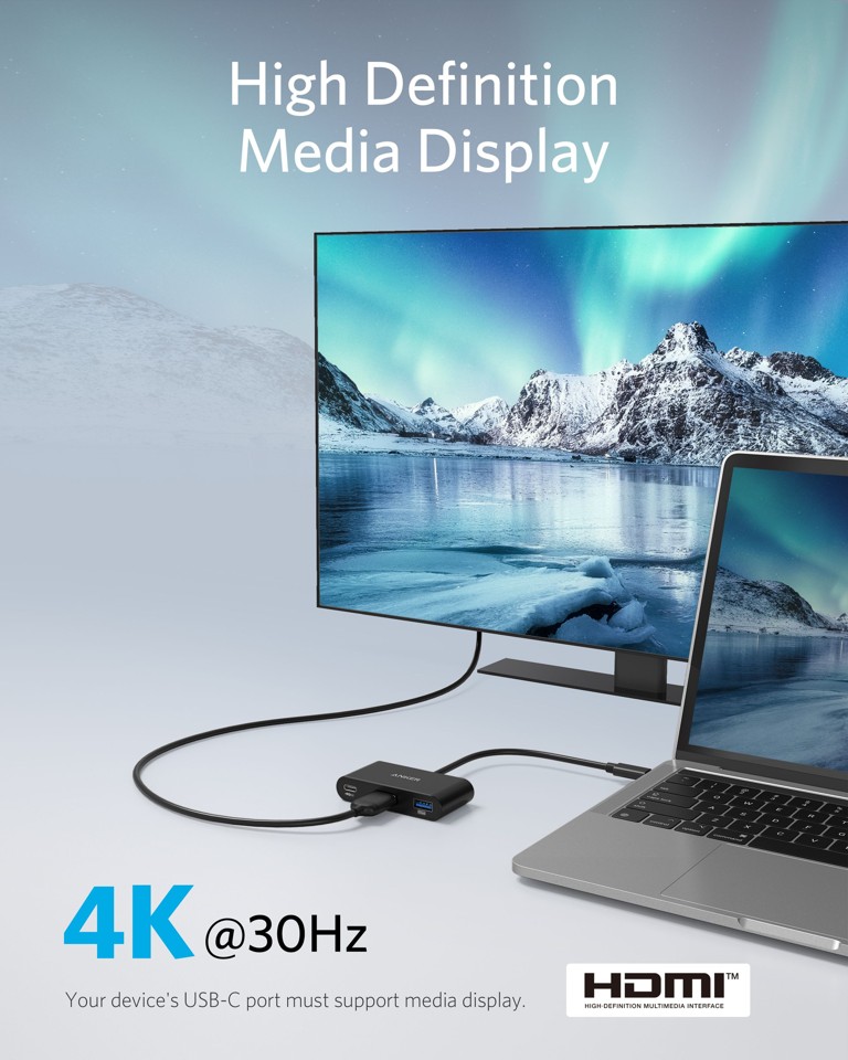 Anker - PowerExpand 3-i-1 USB-C PD Hub - Grå
