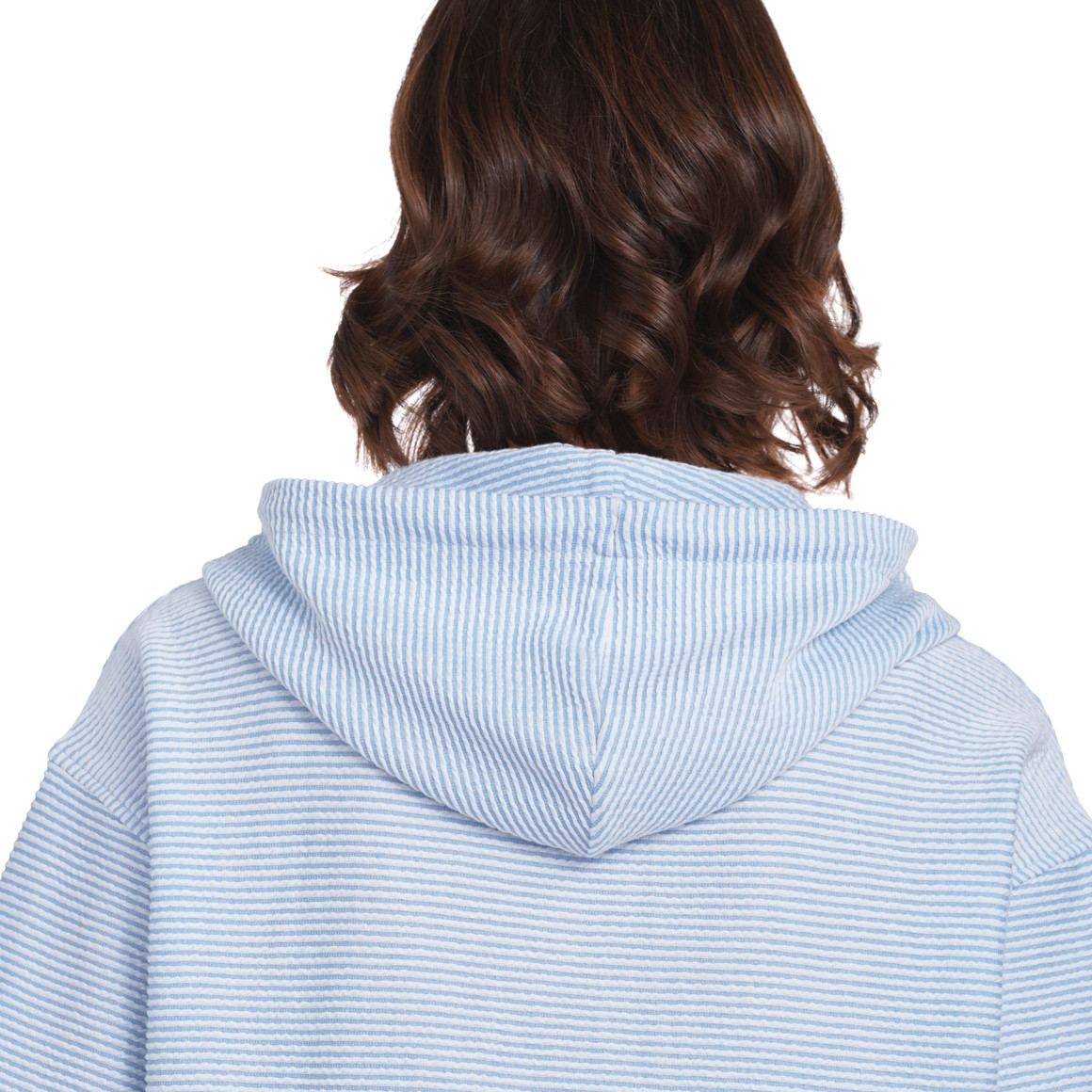 Gina Benotti Damen T-Shirt mit Kapuze hellblau / weiss