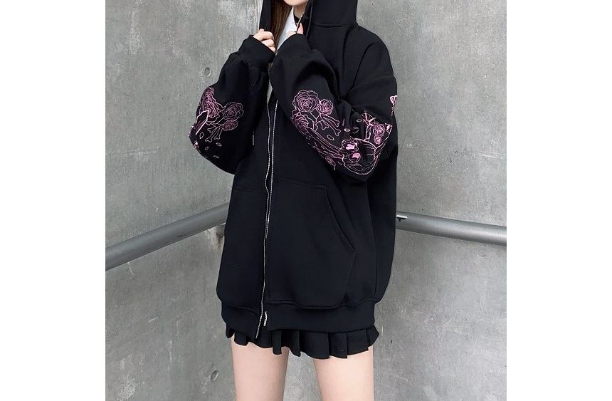 Jeshili - Hoodie met schedelprint en rits