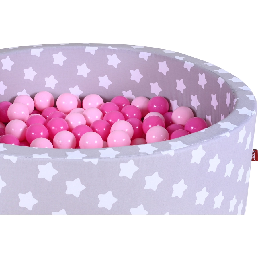 knorr toys® Bällebad soft - Grey white stars - 300 balls soft pink grau