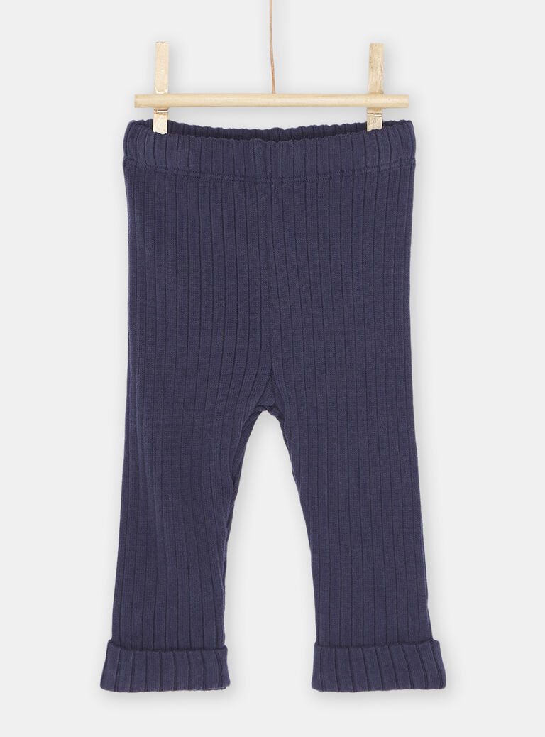 Legging côtelé bleu marine bébé fille