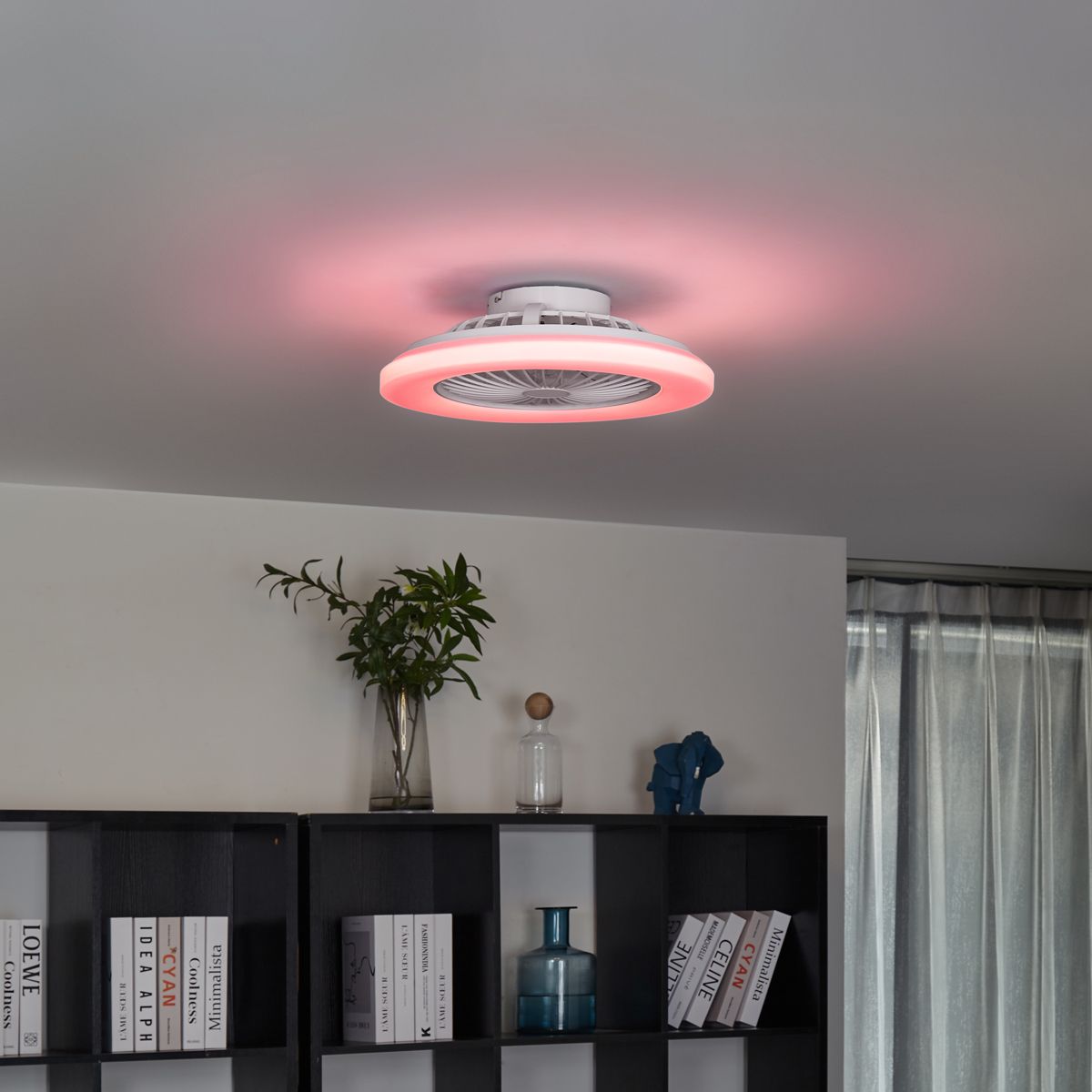 Plafondventilator wit 48.5cm incl. LED dimbaar RGB met afstandsbediening - Clemo