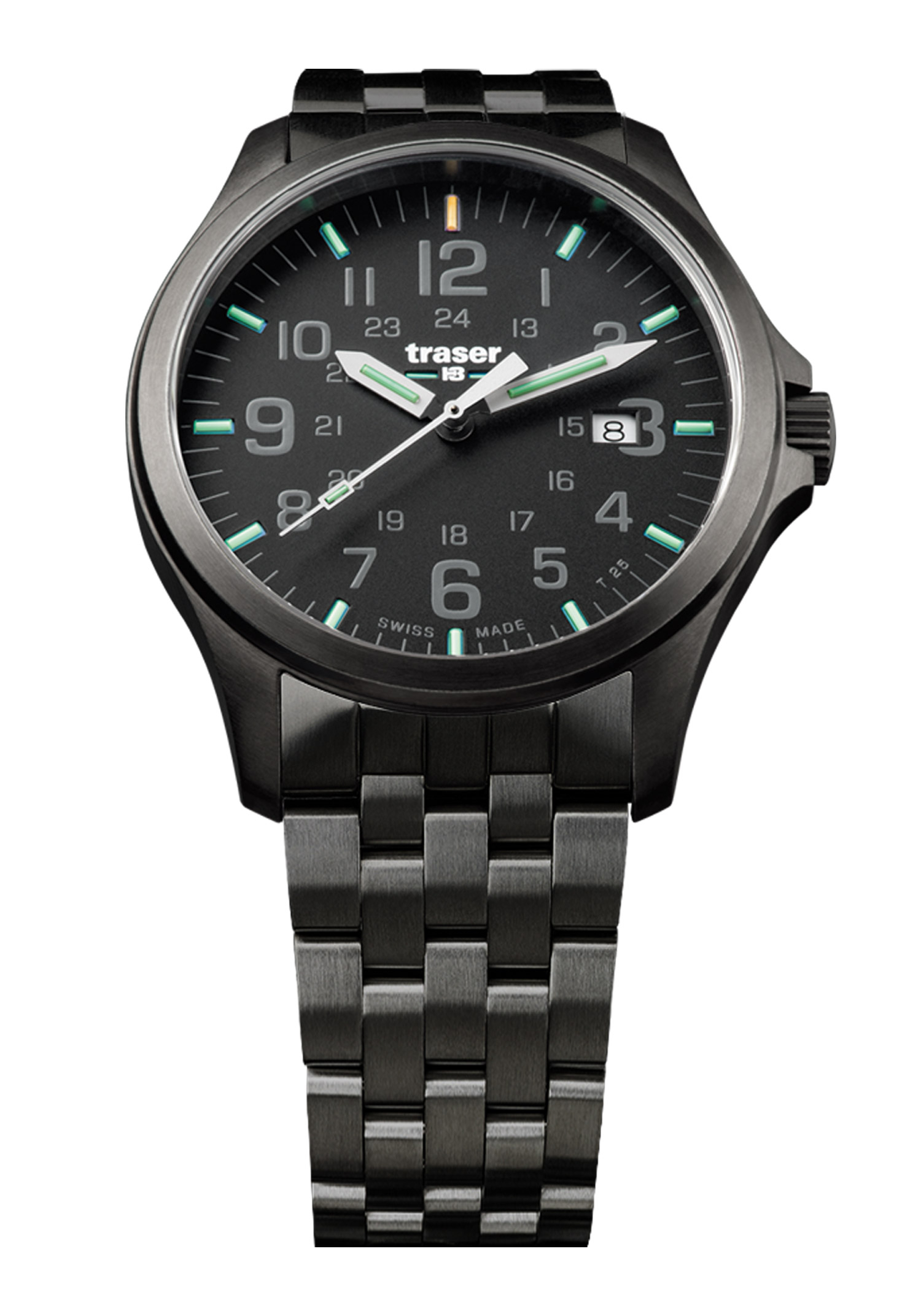 Traser Officer Pro Gunmetal Black Militäruhr Silber 107868