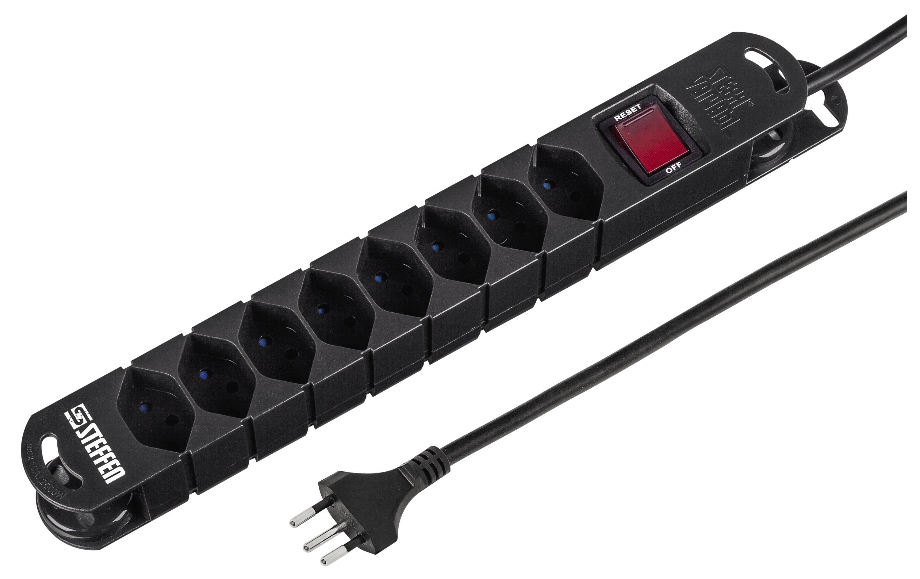 Steckdosenleiste STEBA VARIABL 8x T13 3 mSteckdosenleiste, Schwarz