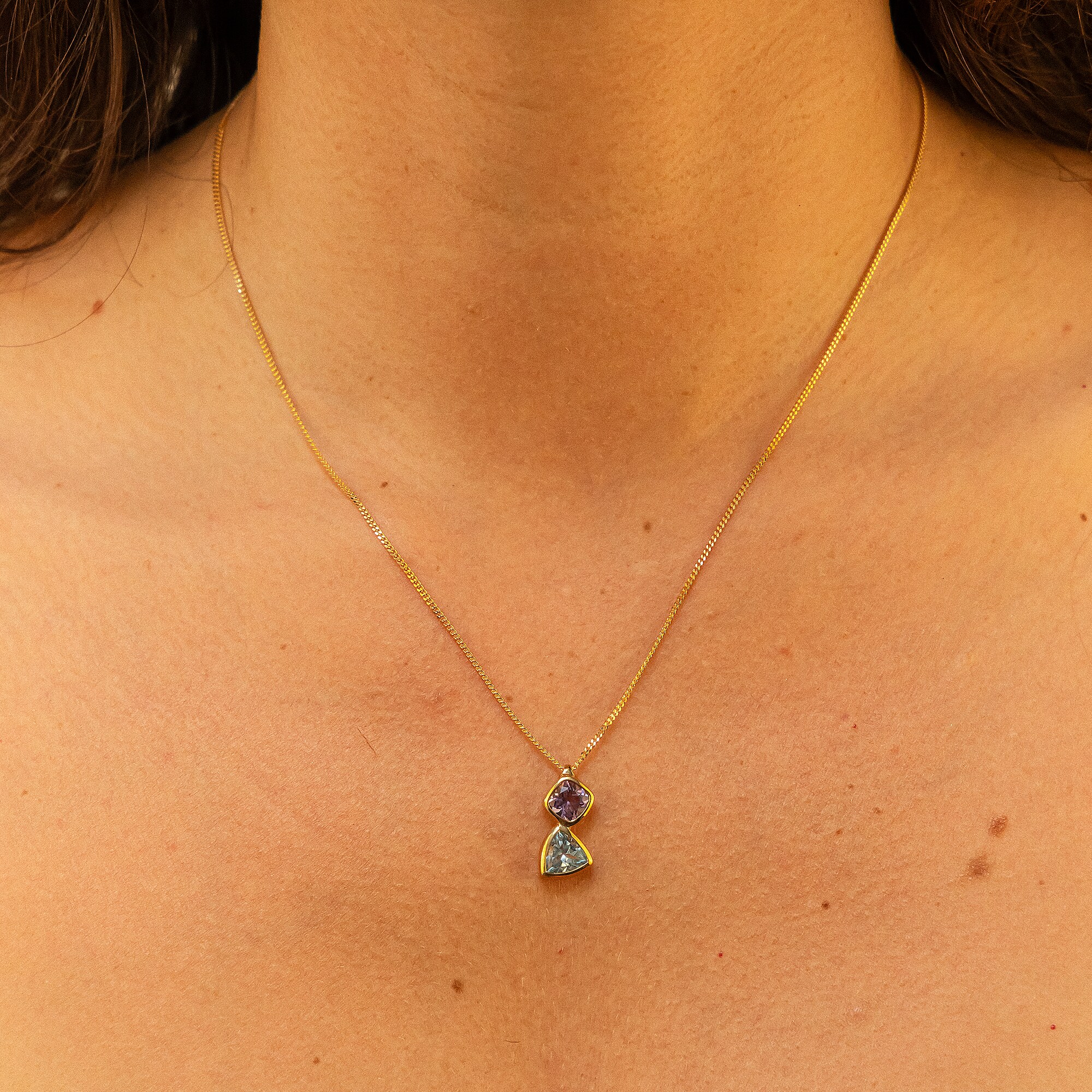 Fascination by Ellen K. Halskette Gold 375 mit Blautopas (beh.) + Amethyst