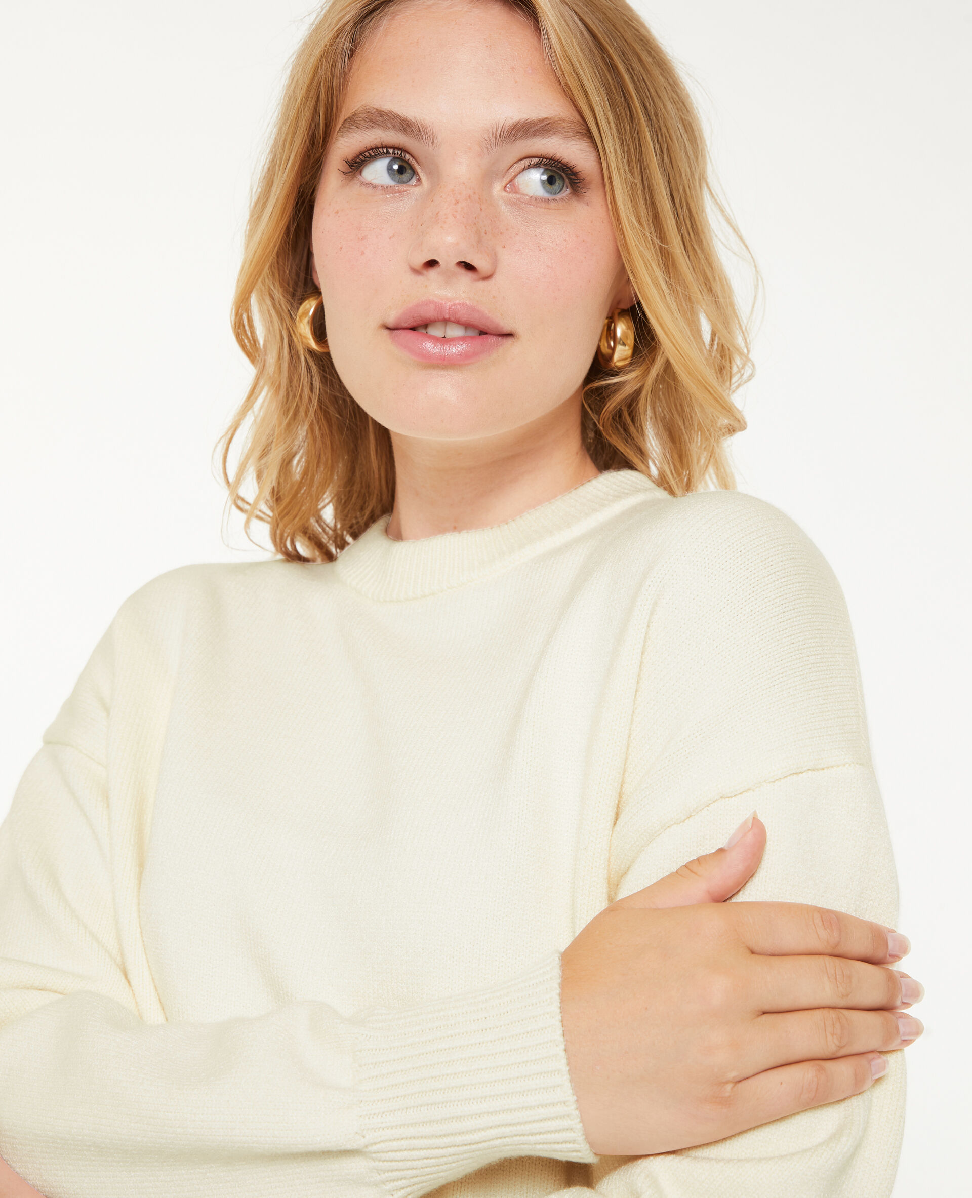 Pull col rond - Écru