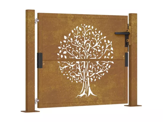 Portail de jardin 105x80 cm acier corten conception de l'arbre