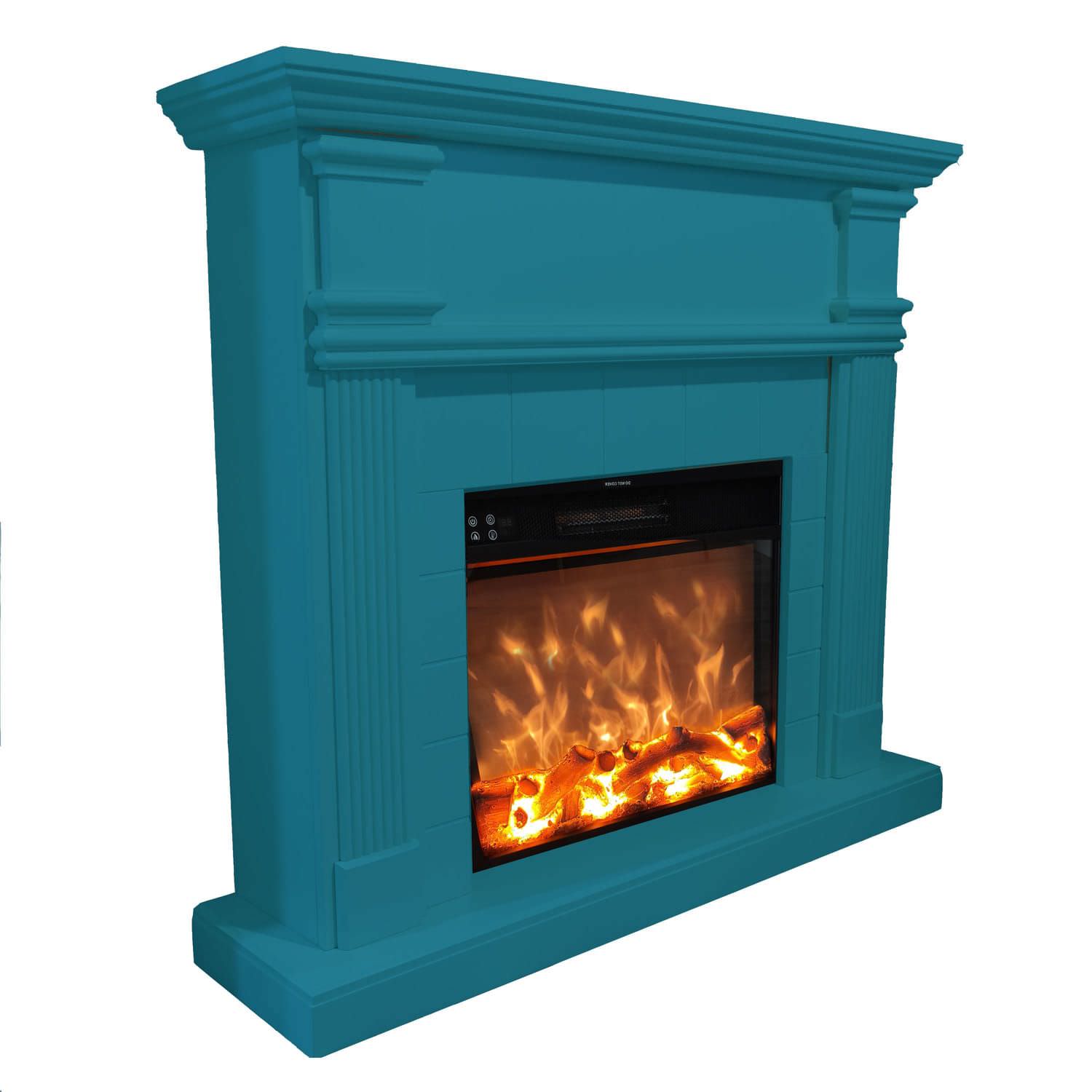 Cheminee murale 1500w caminetto fuego omar turquesa