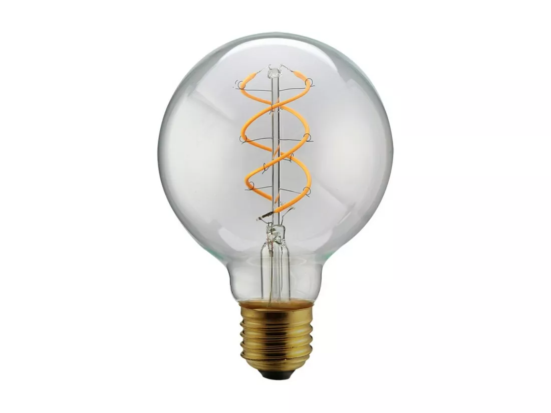 Ampoule globe LED transparente à filament spiralé 5W 2200K G125