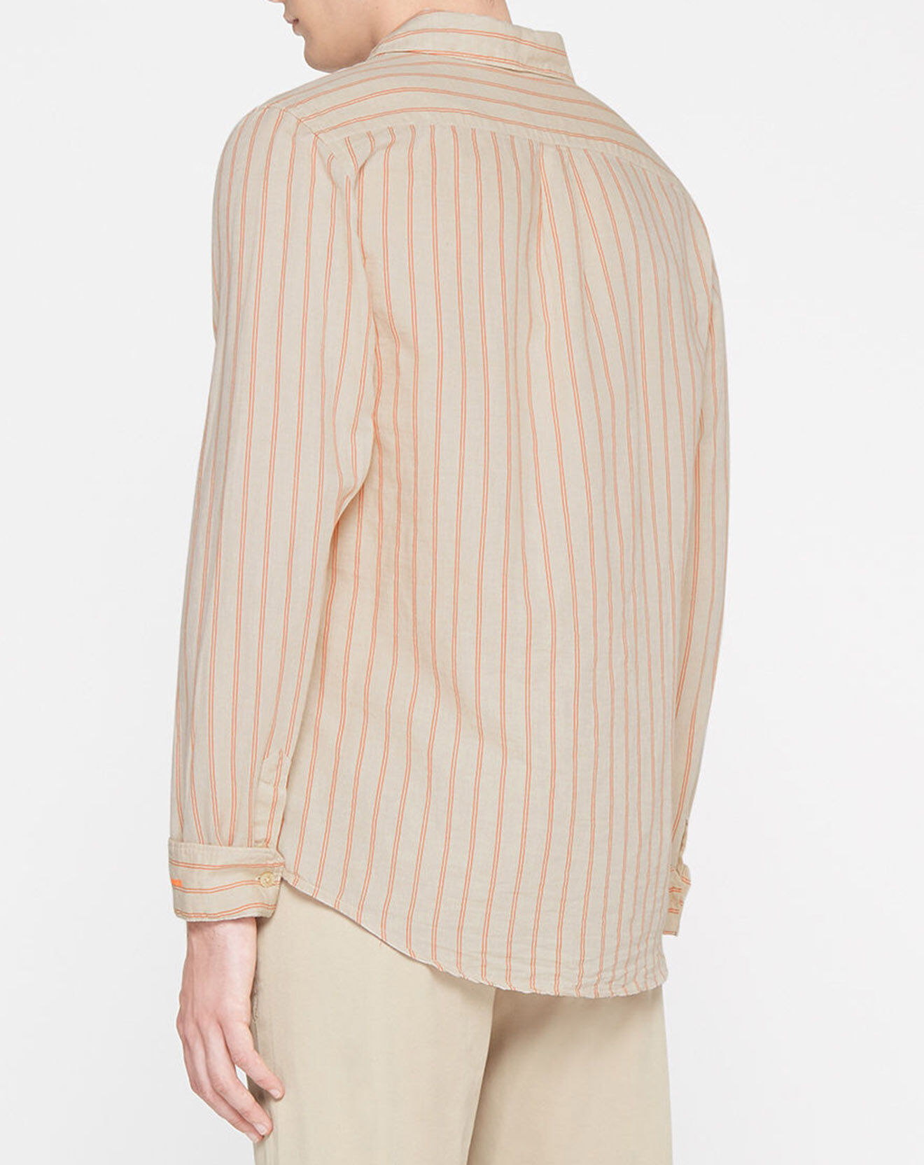Scotch & Soda Chemise 100% Lin Regular Fit à rayures beige/rouge