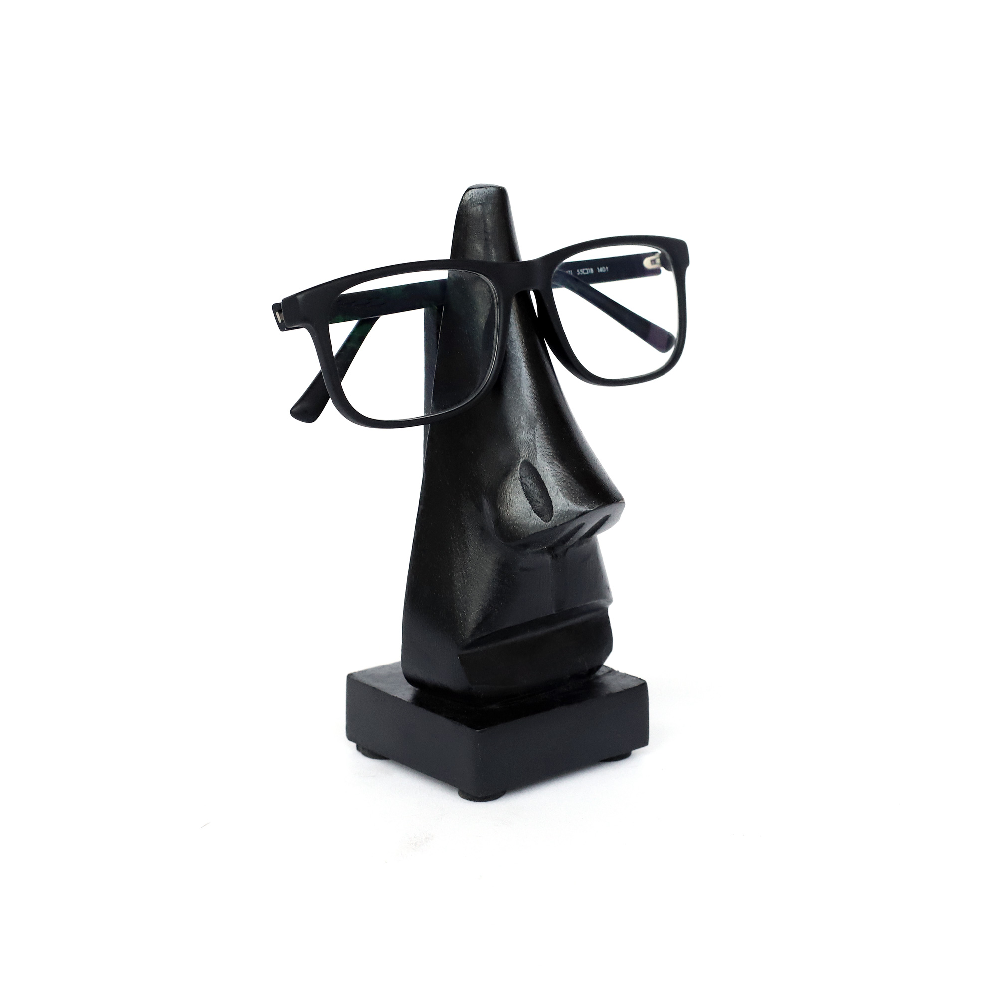 Brillenhalter 'Nose' schwarz, Mangoholz, H 17 cm, B 6 cm, L 6 cm von fischer's lagerhaus