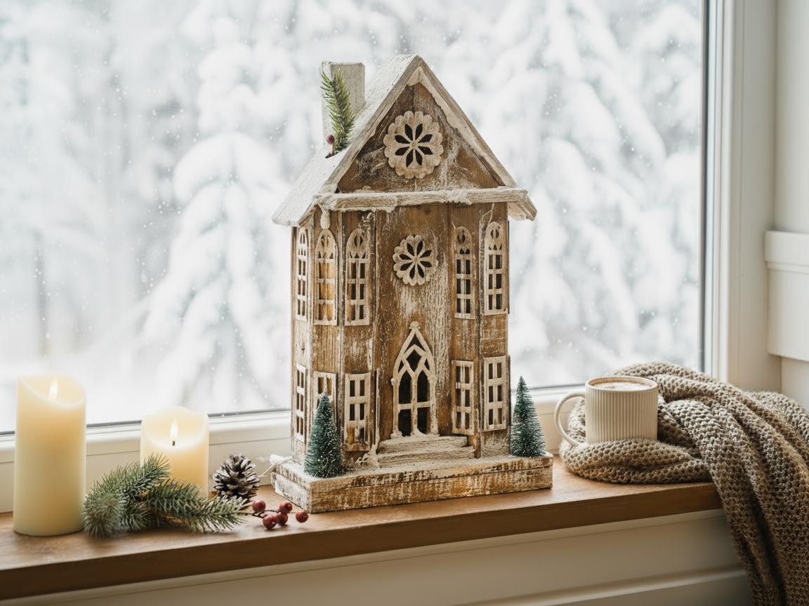 Kerstdecoratie LED UNARI Huis 50 cm Lichtbruin