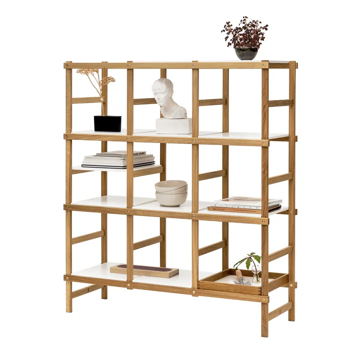 Design House Stockholm - Frame Regal medium, 154 x 39 x 95,4 cm, Eiche / weiss