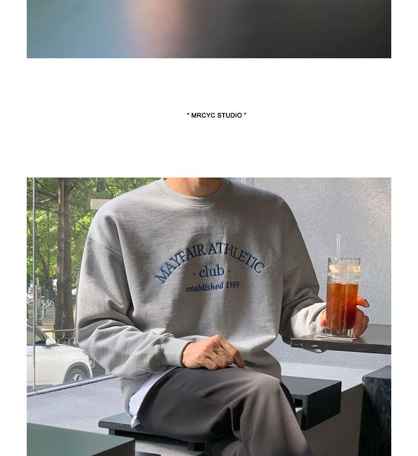 MRCYC - Sweatshirt met lange mouwen, ronde hals en geborduurde letters