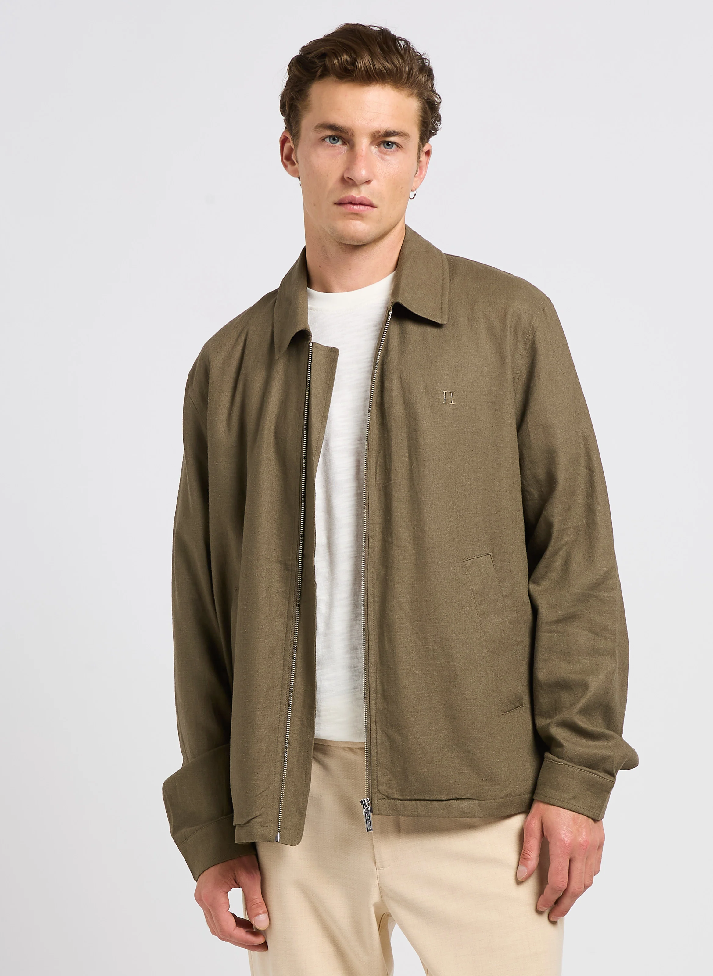 CONSTANTIN - Veste col classique en lin mélangé| Marron