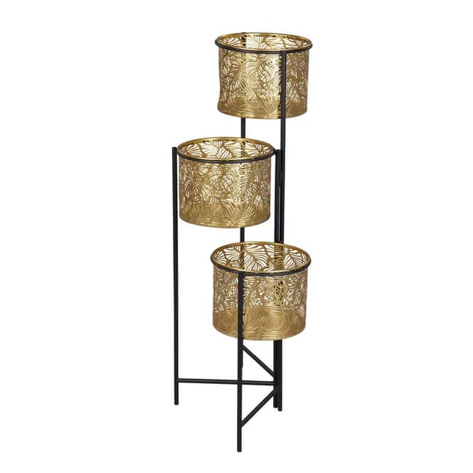 Pflanzetagere - gold, schwarz - aus Metall - ca. 42 x 42 x 80 cm