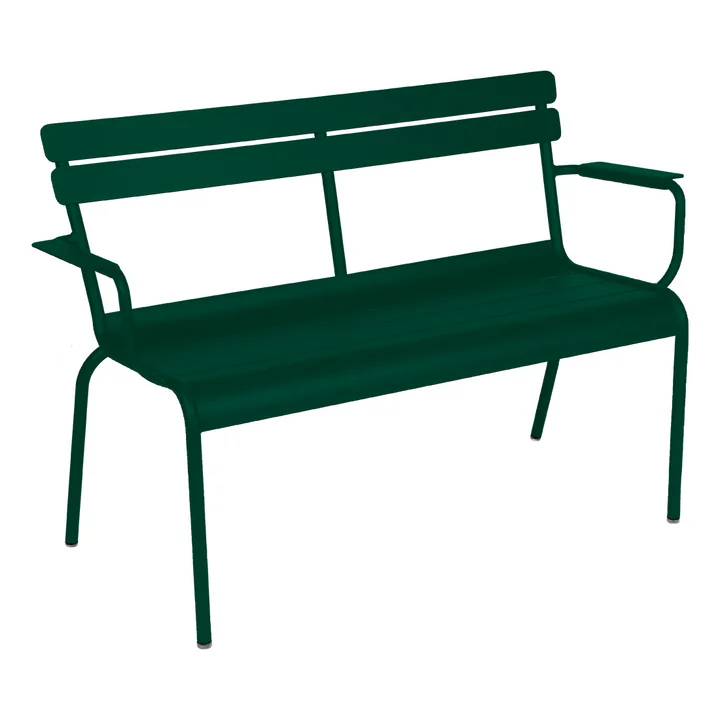 Fermob - Luxembourg Gartenbank mit Armlehne, 2-Sitzer, zederngrün
