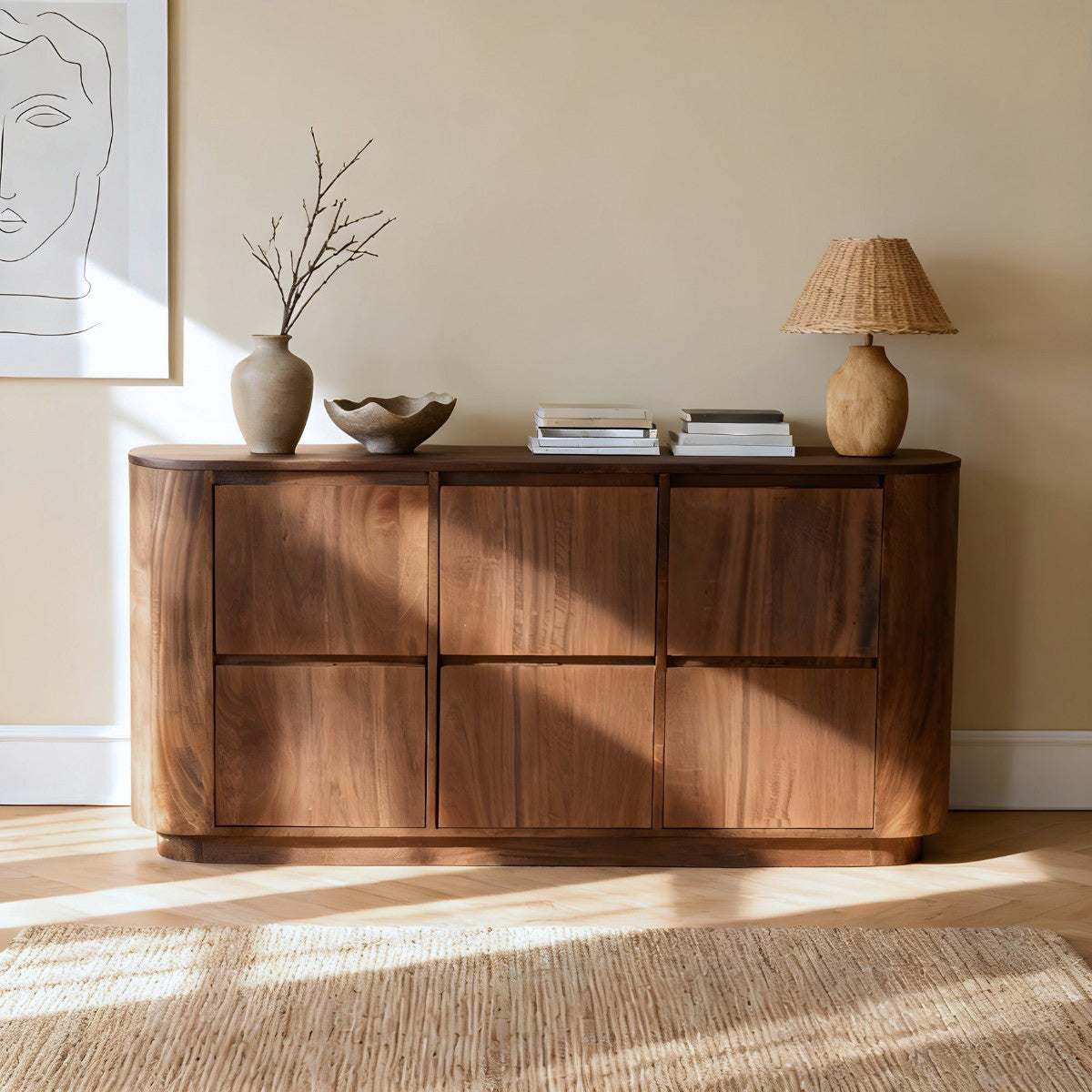 DÃJA Living - Dressoir Donkerbruin Mangohout - 160x40x80cm - Zenia