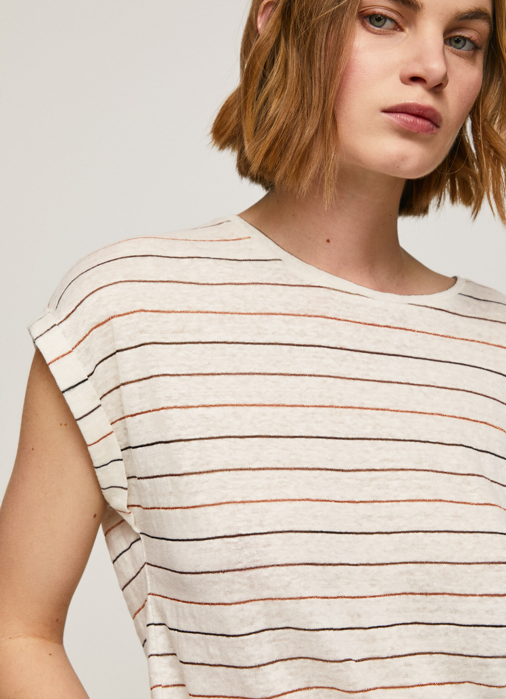 CAMISETA DE LINHO LISTRADA - multicolorida