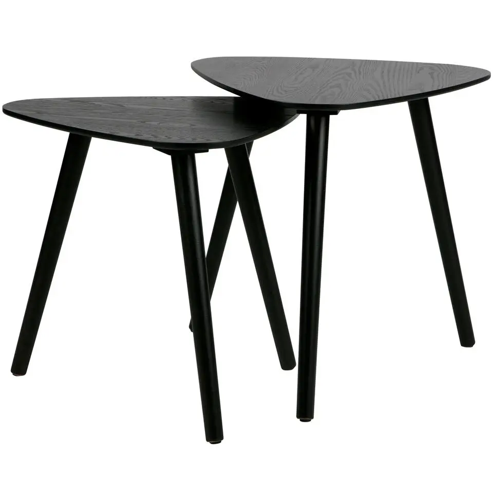 WOOOD Nila Bijzettafels - Hout - Zwart - Set van 2