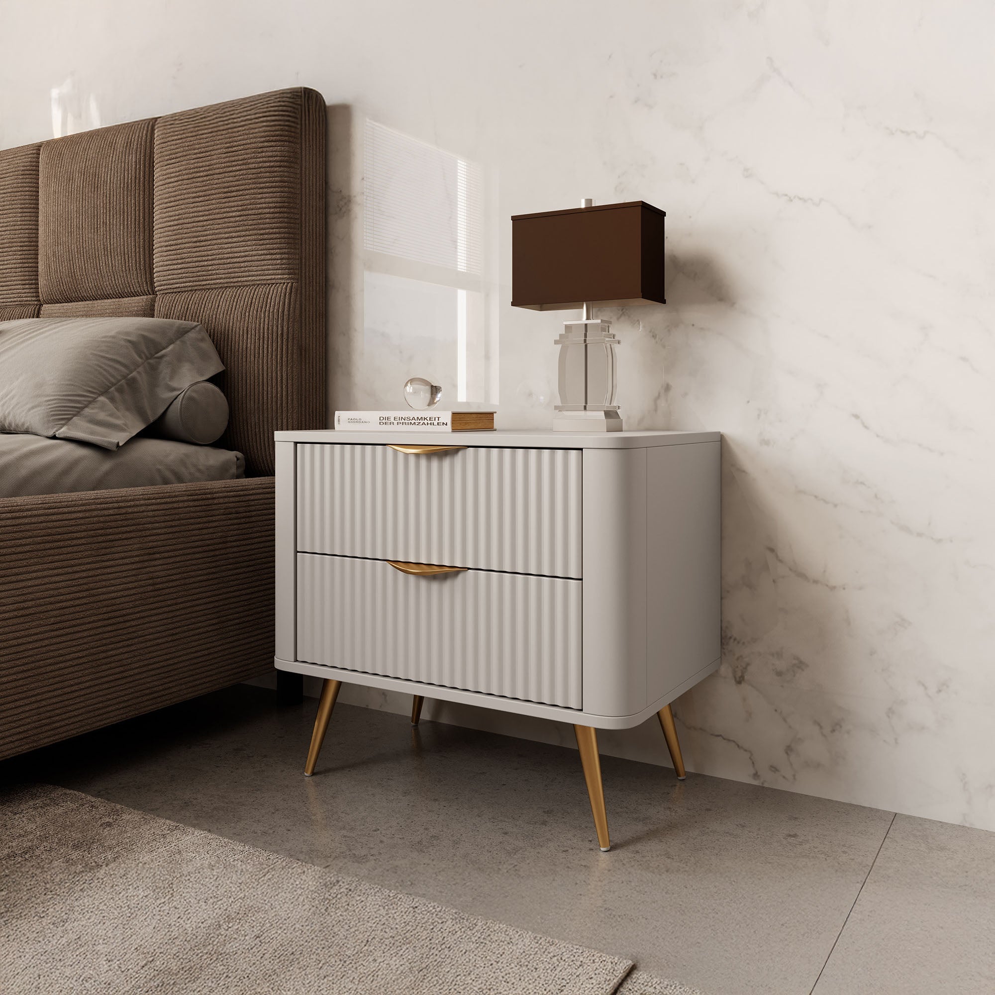 Meubella - Nachtkastje Lima - Beige - 63 cm