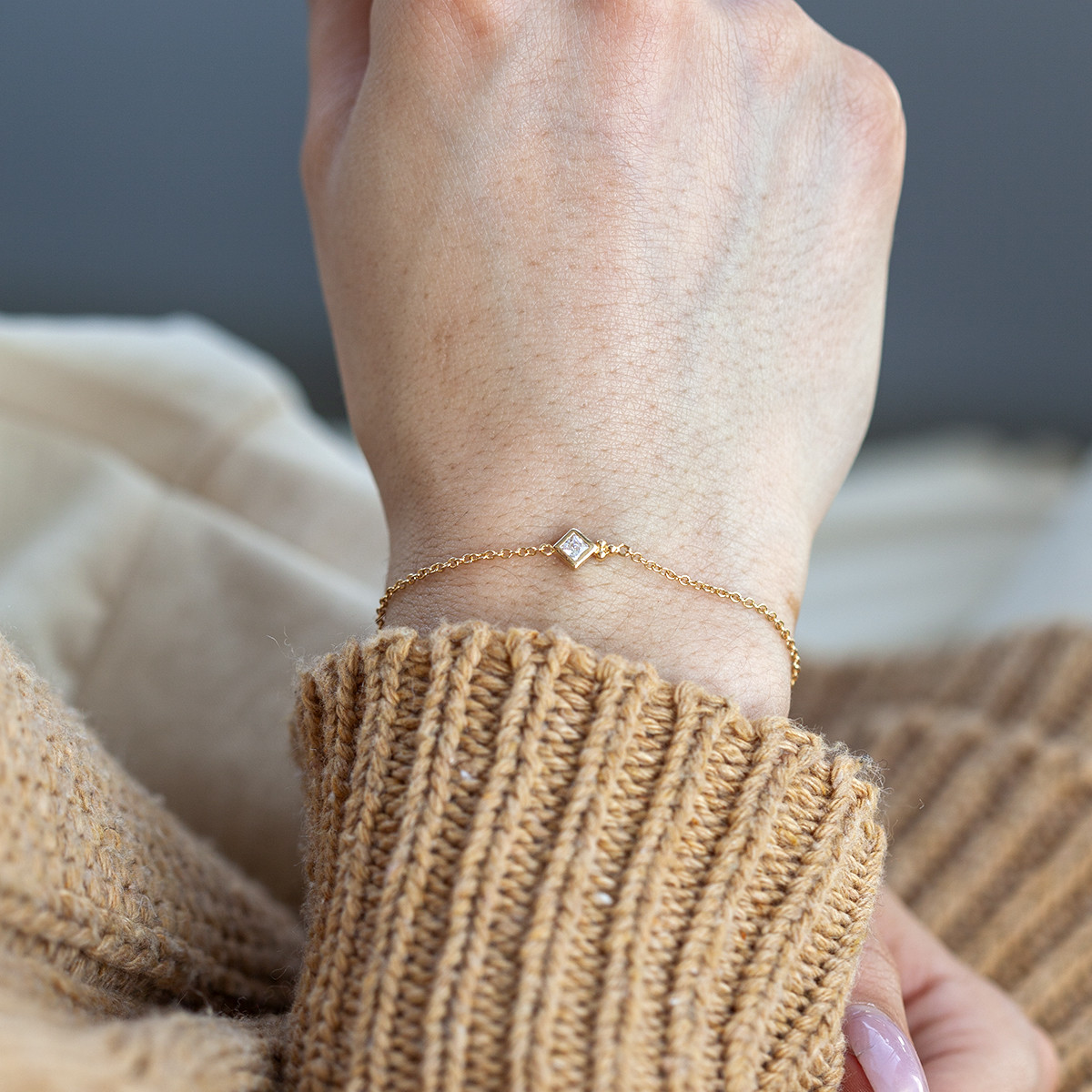 Bracelet plaqué or zirconia 19 cm