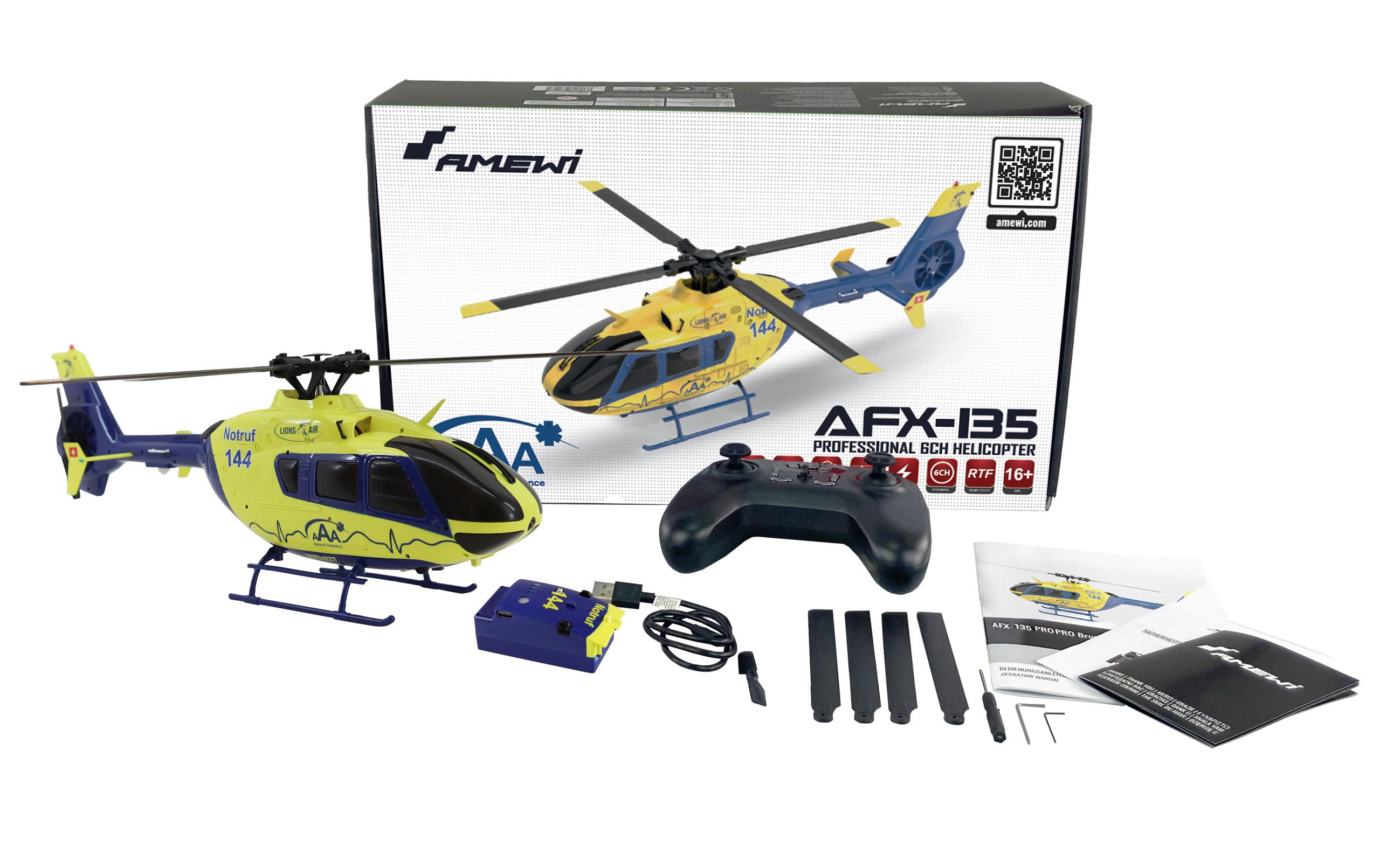 Helikopter AFX-135 PRO Alpine Air Ambulance Brushless CP RTF<br>Pitch-gesteuerter Scale Heli mit 6G Gyro im AAA Design