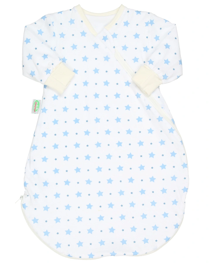 Jersey-Unterziehsack BabyNest® STARS in weiß/hellblau