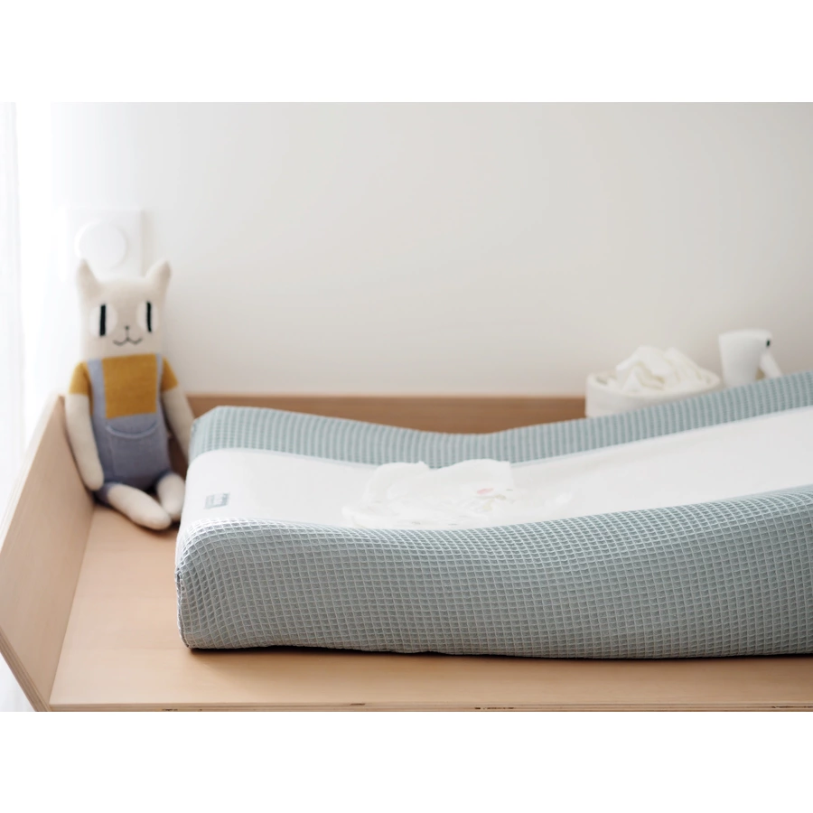 BEABA® Wickelunterlage Sofalange weiß + Bezug grünblau