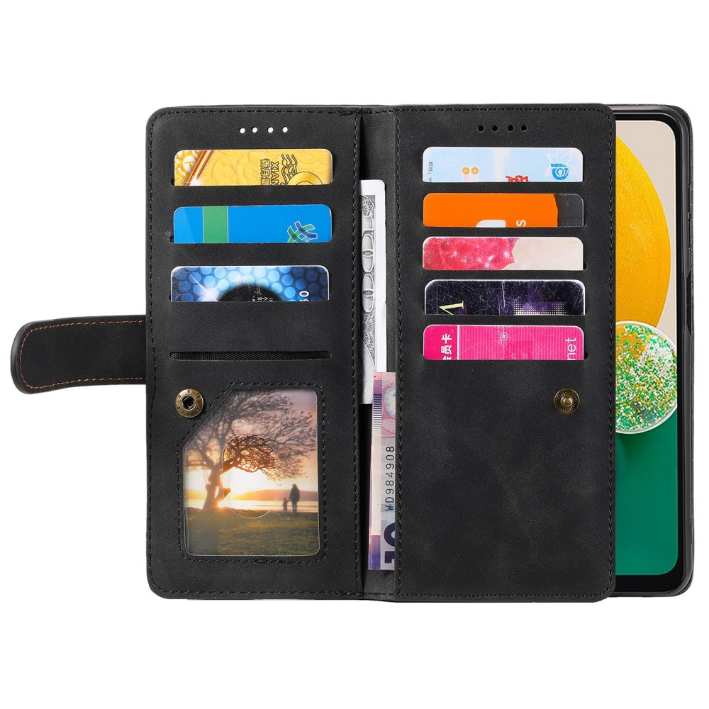 Samsung Galaxy S23 5G Leder Tasche Flip Cover mit Reissverschluss - Schwarz