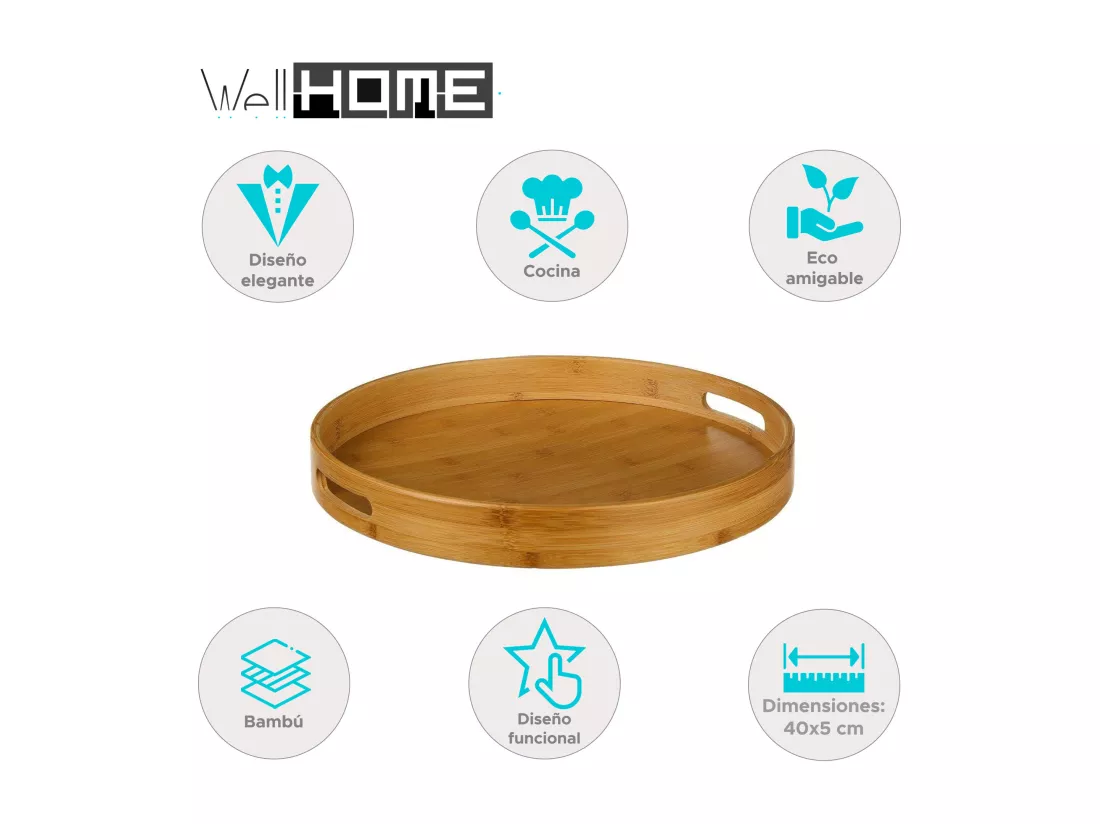 WELL HOME - Plateau rond en bambou Ø40